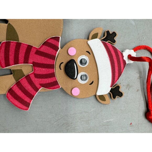 Reindeer Foam Christmas Ornament With Red Hanging Loop brown red 4.75" READ - Picture 4 of 8